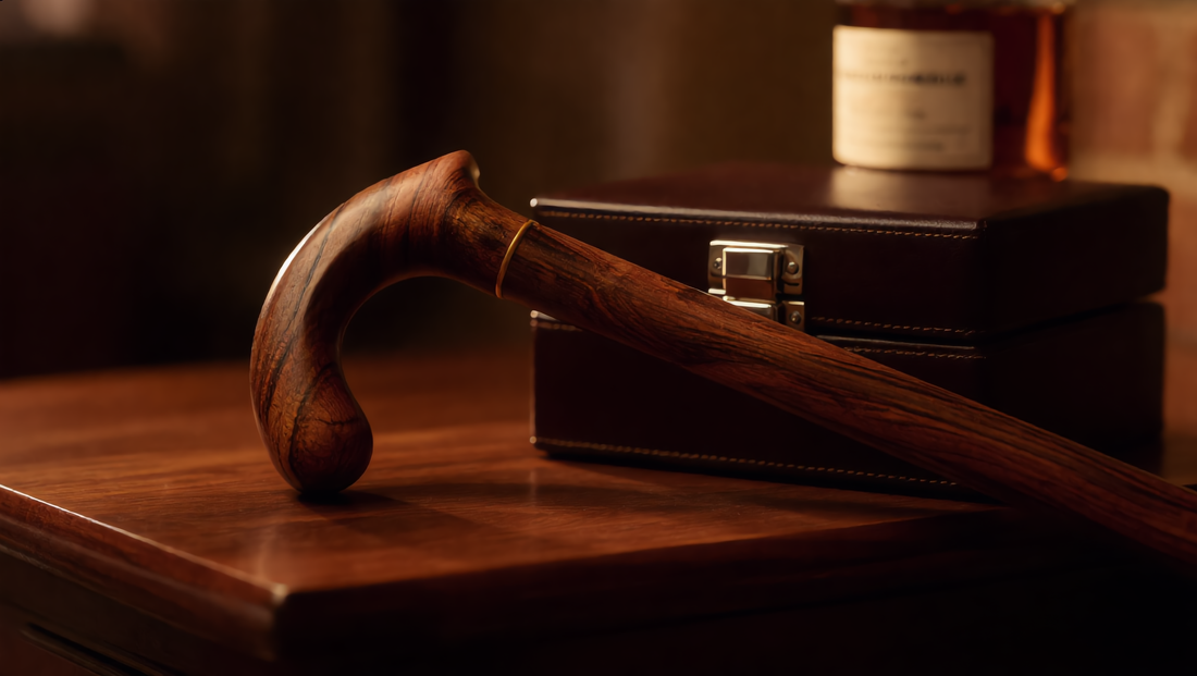 Hand-fitted laurel wood walking cane from Walt Canes, presented as a groomsmen gift