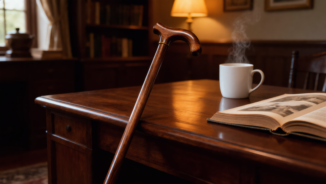 Hand-fitted laurel wood walking cane from Walt Canes, given as a retirement gift