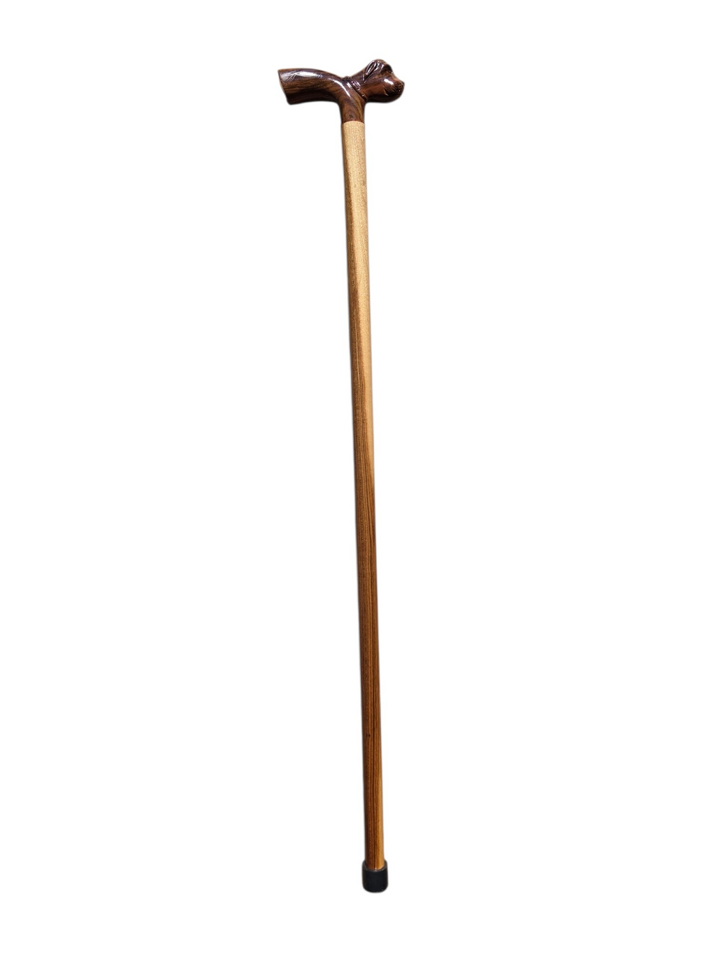 Hand-Carved Dog Head Walking Cane in Rare Laurel Wood