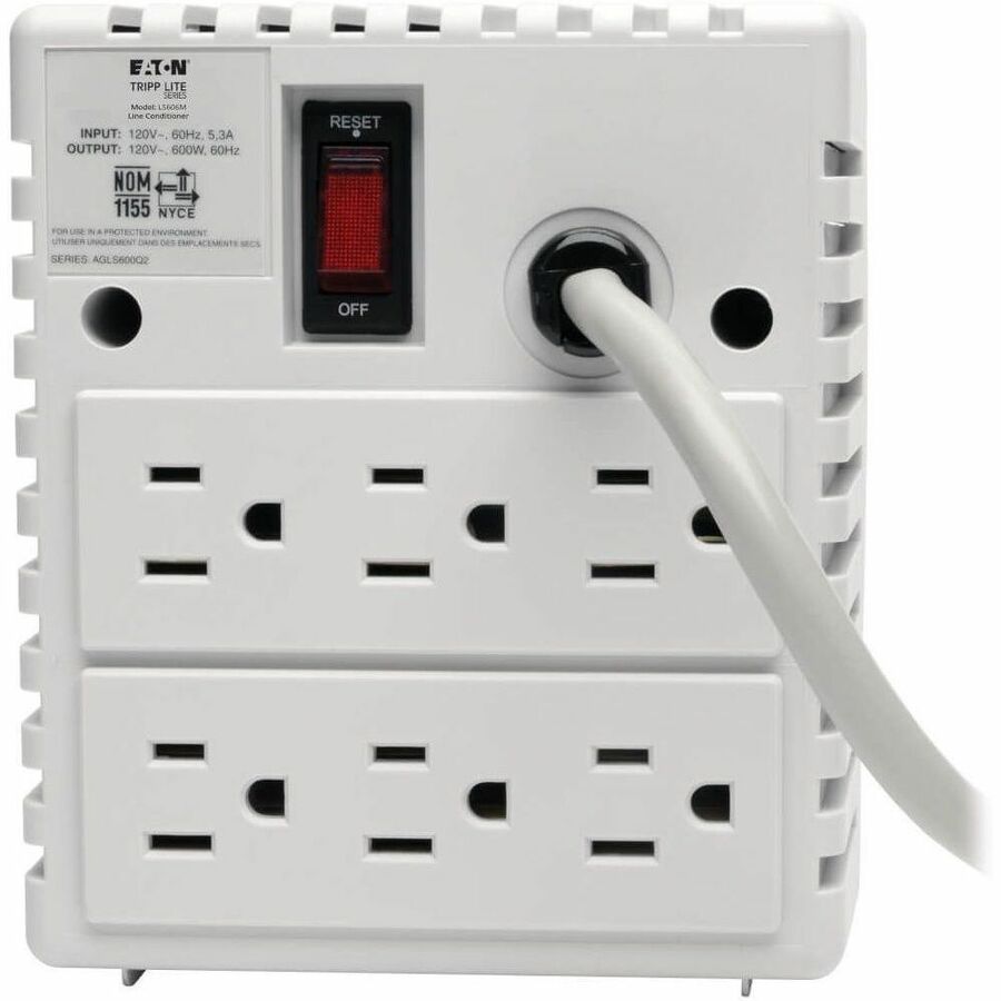 Eaton Tripp Lite Series 600W 120V Power Conditioner with Automatic Voltage Regulation (AVR), AC Surge Protection, 6 Outlets