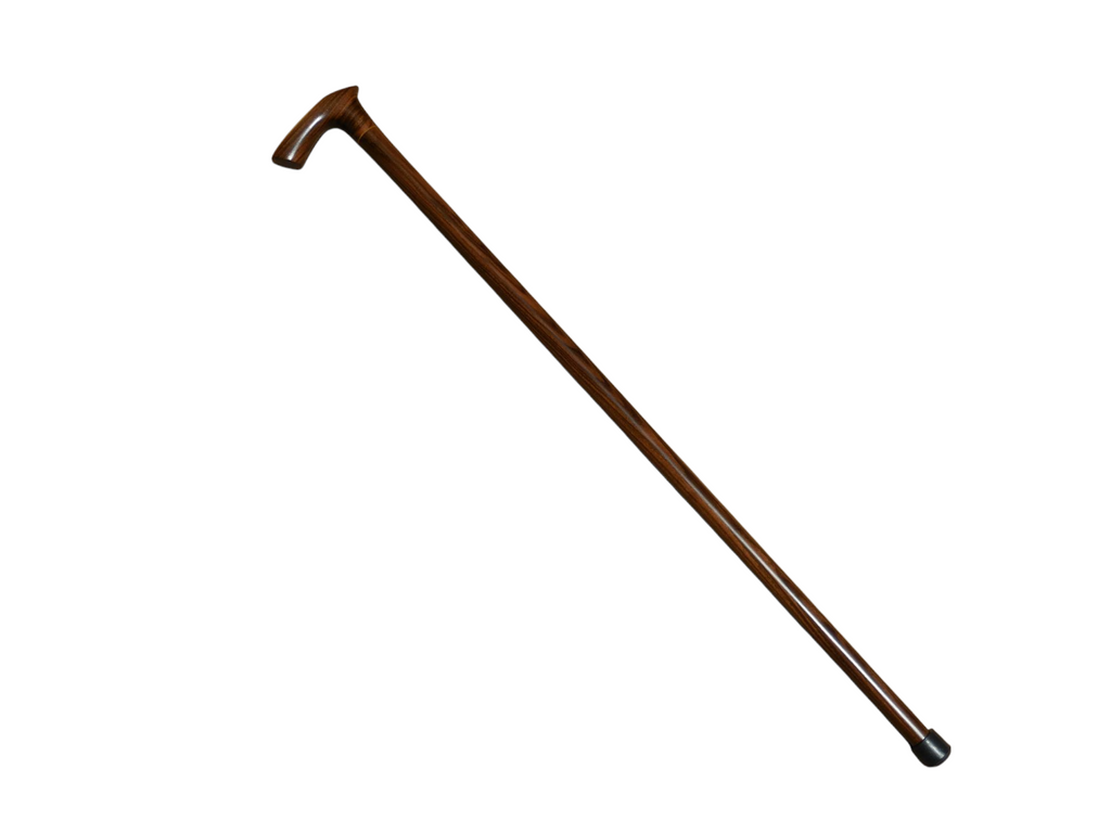 Full-length Sombra laurel wood walking cane, 37 inches tall, on a white background