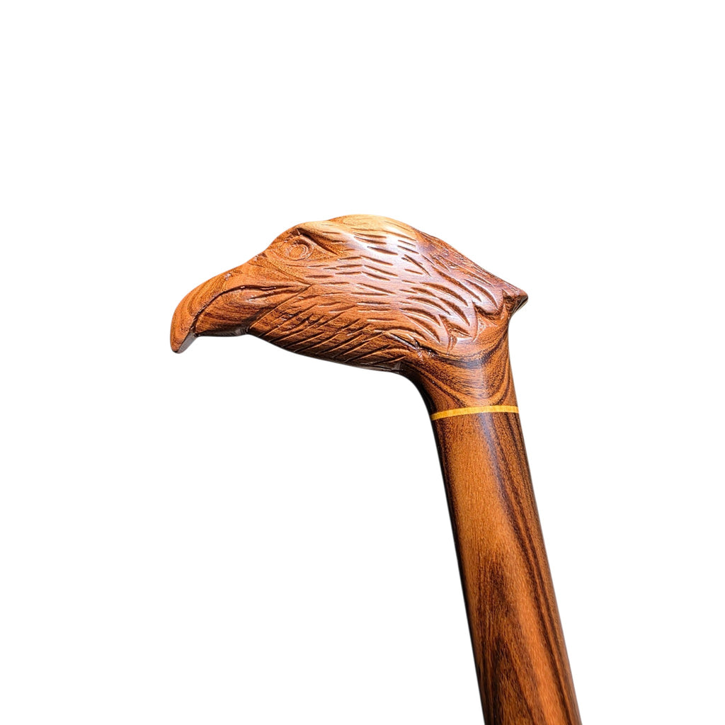 Hand-Carved Eagle Head Walking Cane in Rare Laurel Wood