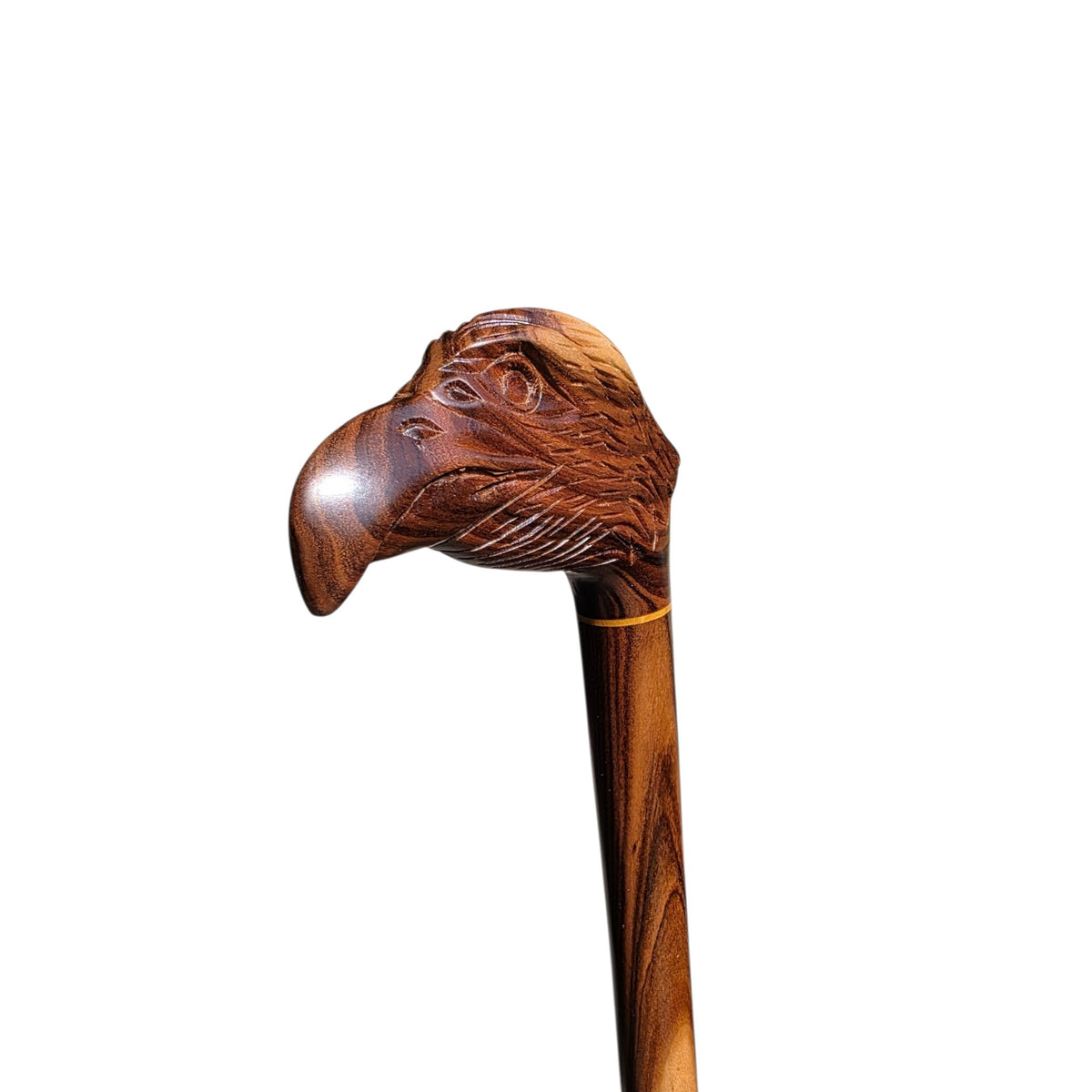 Hand-Carved Eagle Head Walking Cane in Rare Laurel Wood