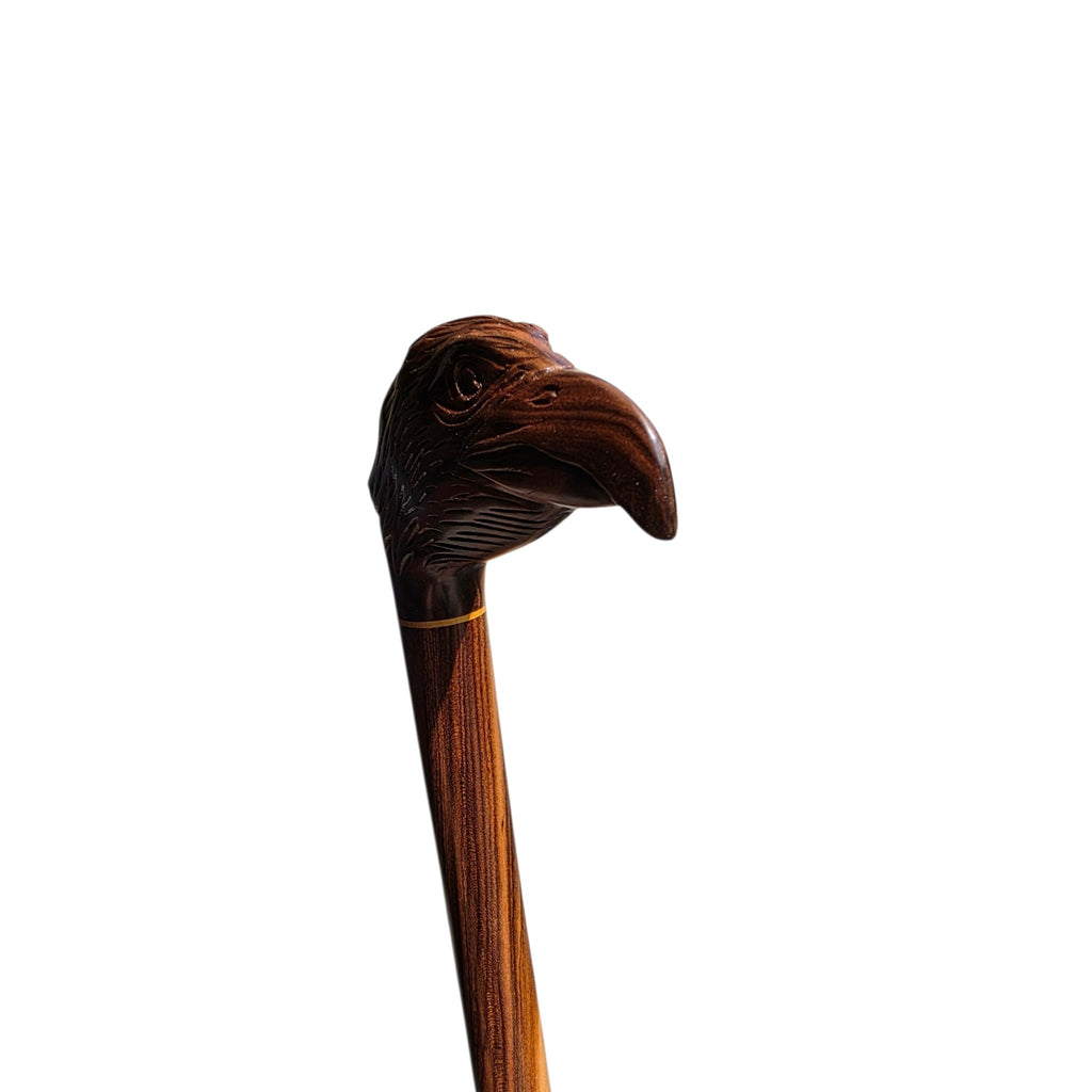 Hand-Carved Eagle Head Walking Cane in Rare Laurel Wood