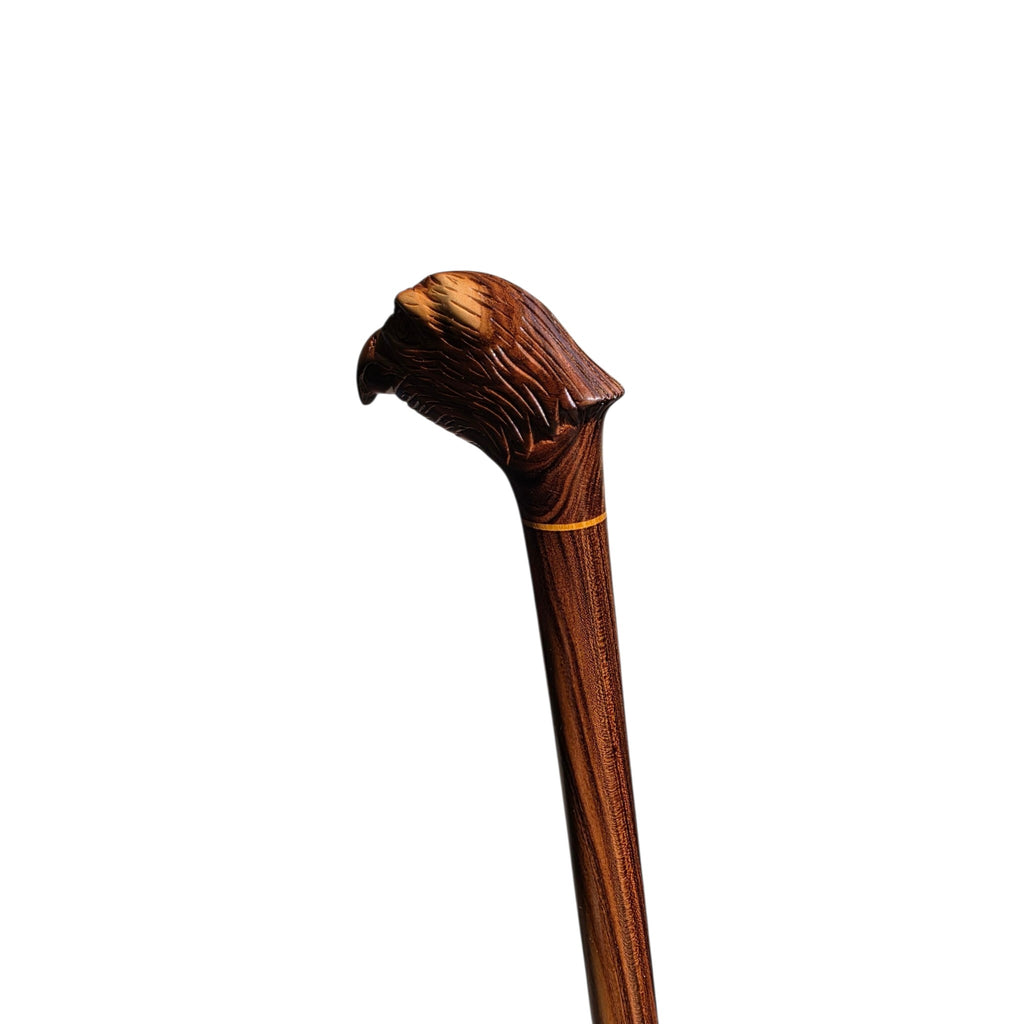 Hand-Carved Eagle Head Walking Cane in Rare Laurel Wood