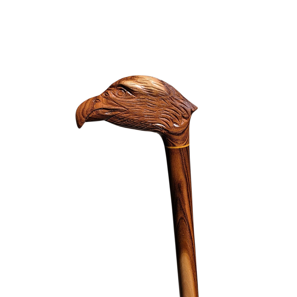 Hand-Carved Eagle Head Walking Cane in Rare Laurel Wood