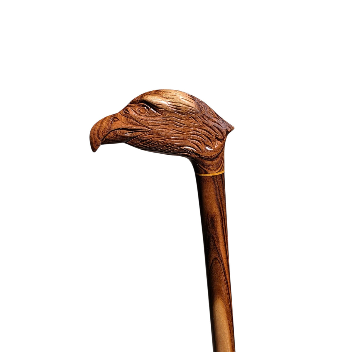 Hand-Carved Eagle Head Walking Cane in Rare Laurel Wood