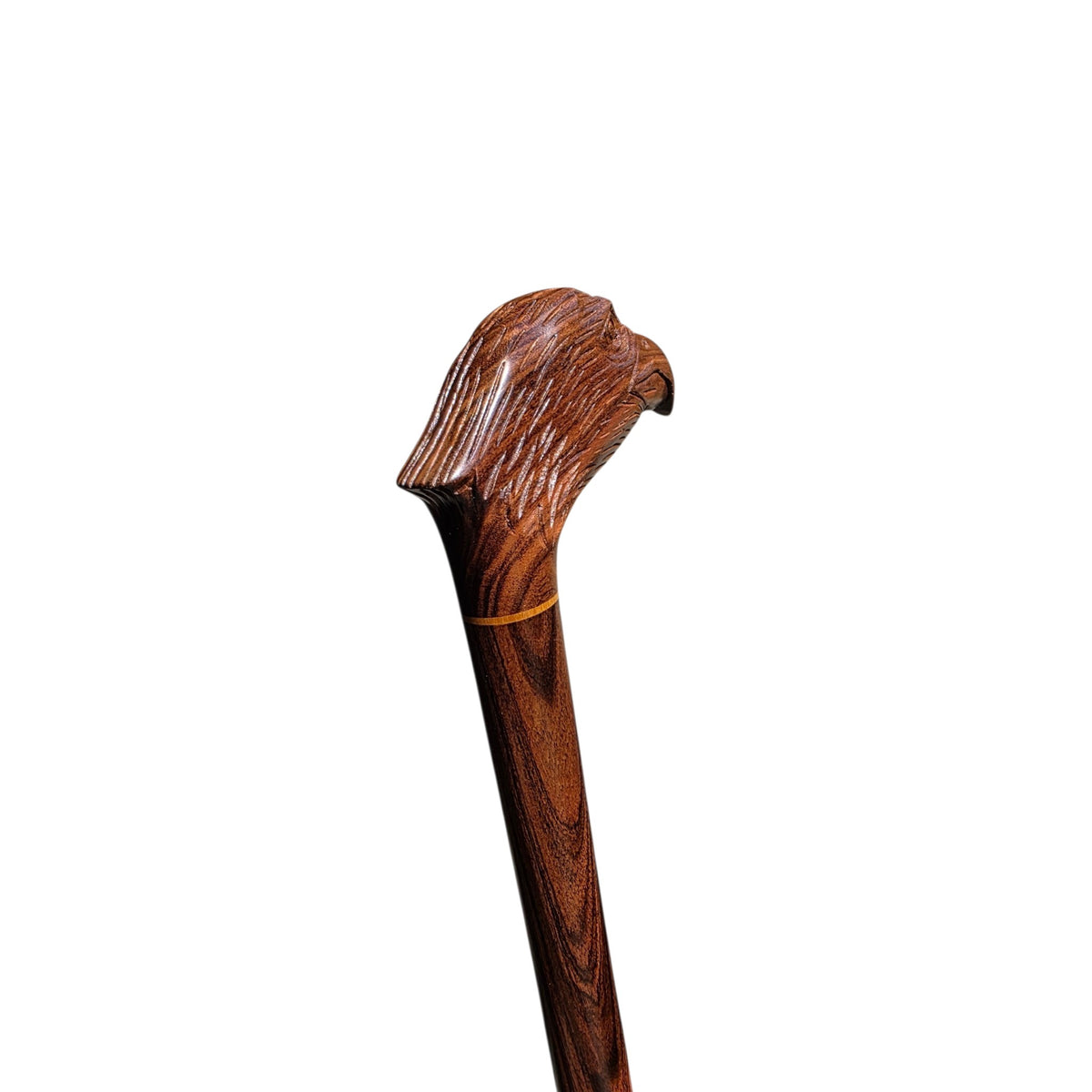 Hand-Carved Eagle Head Walking Cane in Rare Laurel Wood