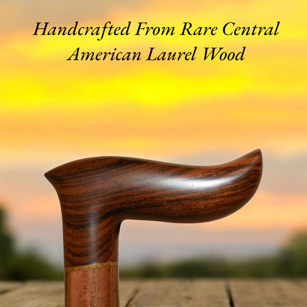Sendero handcrafted laurel wood walking cane, view 2